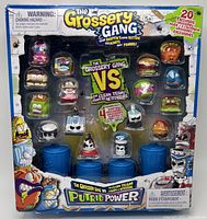Front view of the Grossery Gang VS Clean Team Putrid Power figures in original packaging showing 20 collectible figures and trash cans.