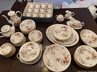 Full display of all china pieces on table