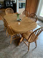 Table and six chairs in kitchen