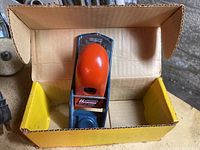 Top view of Stanley Handyman block plane in original cardboard box.