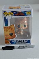 Front view of unopened box containing Goose the Cat vinyl figure from Marvel Captain Marvel Funko POP! series, model 426.