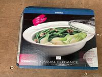 Box for Casual Elegance Corningware casserole showing brand and style