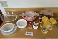 Overall view of all items on yellow surface