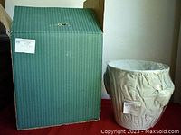 The full package showing the green striped box and the champagne bucket inside plastic cover.