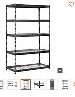 Stock image of assembled 5-shelf black metal shelving unit