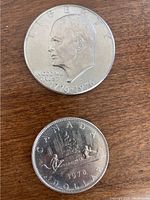 Obverse of 1976 Eisenhower US dollar coin depicting President Eisenhower's profile with inscriptions including LIBERTY and dates 1776-1976