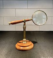 Front view showing magnifier on stand