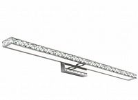 Front view of the vanity light showing the embedded crystal panel on a slim rectangular chrome base.