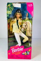 Full front view of boxed 1998 Horse Lovin' Barbie doll with packaging graphics showing horse and outdoor background.