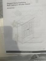 Instruction manual showing Elegant Home Fashions Wall Cabinet with 2 shutter doors illustration and model number ELG-527/532