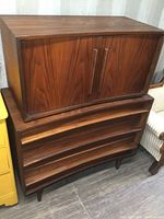 Full front view of dresser with top cabinet in place