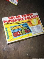 Photo of the Solar Power electronic lab kit original box showing complete packaging and colorful design.