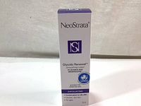 Front view of the NeoStrata Glycolic Renewal Smoothing Lotion box 50ml for sensitive skin with 5% glycolic acid, highlighting features and suitability.