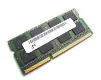 Single 8GB DDR3L SO-DIMM RAM module on white background showing front with black memory chips and white label with Micron branding and specs.