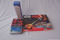 Image showing all three games: Star Wars Risk boxed, Jenga boxed, and 3-in-1 chess set tin