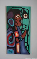 Frontal view of the painting hanging on white wall showing full composition