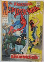 Front cover of the Amazing Spider-Man comic issue No. 59 showing Spider-Man in action and a woman on stage.