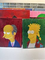 Front view of two cartoon portraits: Smithers-style character and braided-hair figure
