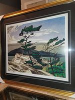 Framed print angled showing frame and mattings.