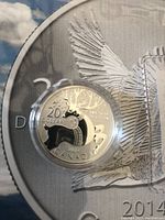 2012 $20 Caribou silver bullion coin reverse in capsule