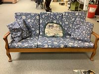 Front view of sofa with cushions and throw pillows