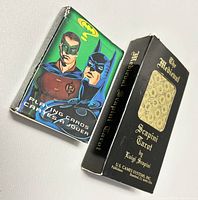 Front view of Batman & Robin playing cards box with illustration of Batman and Robin.