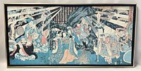 Full image of the entire framed Chinese print showing multiple figures and the overall scene.