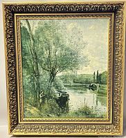 Full view of the ornately framed canvas print showing the entire artwork and decorative frame.