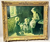 Front view of ornately framed print on canvas