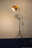 Full view of the floor lamp showing the tripod base and height adjustment.
