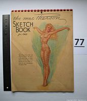 Front cover of 1949 MacPherson Sketch Book wall calendar showing pinup illustration of woman with fishing net and ruler for scale