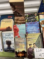 Photo of multiple novels including Memoirs of a Geisha, The Great Gatsby, and more, arranged on a surface.