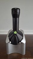 Front and top view of Yonanas Classic Ice Cream Maker showing feeding chute and ejector