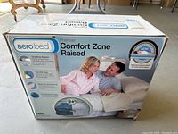 Photo of the Aerobed Premier Comfort Zone Raised box showing product features and dimensions