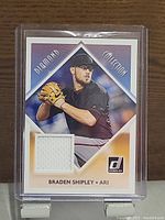 Front view of the Braden Shipley baseball card showing player photo and white jersey patch.