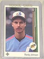 Front side of Randy Johnson Rookie Card, showing player image and rookie designation.