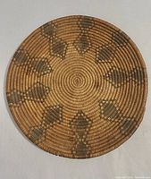 Top view of tray showing geometric leaf motif pattern