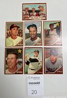 Group photo displaying all seven baseball cards laid out on a white background, including The Right Pitch group card and six individual player cards.