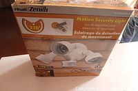 Boxed Zenith motion security light showing product image and 270 degree motion detection feature on packaging.