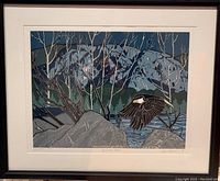 Framed “Squamish Chief” woodblock print by June Thomsen, overall view