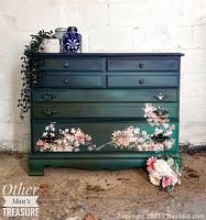 Front view of dresser showing gradient finish and floral design