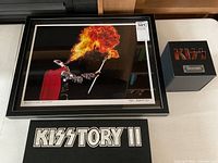 Full view of framed photograph, KISSTORY II sleeve and Casablanca singles box