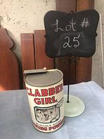 Vintage Clabber Girl baking powder tin shown for size and context with the opener nearby.