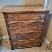 Front elevation of oak dresser showing full structure and drawer layout