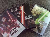 Image showing covers of Star Wars movies including The Phantom Menace, A New Hope, and Revenge of the Sith.