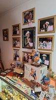 Wall display of nine gold-tone framed photographic prints of Roy Rogers and Dale Evans