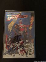 Front cover of the crime and punishment marshal law comic book showing main character and supporting figures with explosive background.