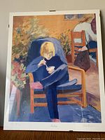 Full image of the print showing two sisters, one seated in a chair, warm color palette, with the artist's signature and edition number visible at the bottom.