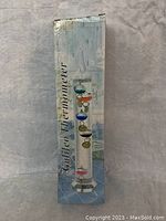 Thermometer in original box showing product branding and image of colorful bulbs.