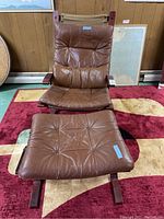 Front view of lounge chair and ottoman